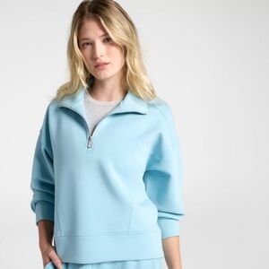 CALIA Women's Soft Scuba Mock Neck 1/4 Zip Blue